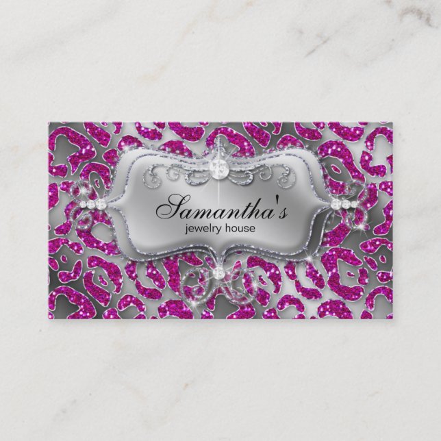Carte de visite bijouterie Zebra Hot rose Silve (Devant)