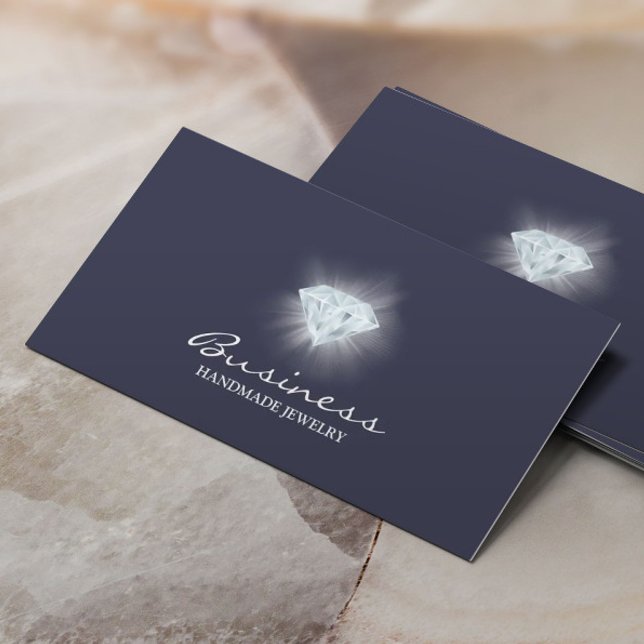Carte De Visite Bijoux à la main Bright Diamond Élégant Bleu (Créateur téléchargé)