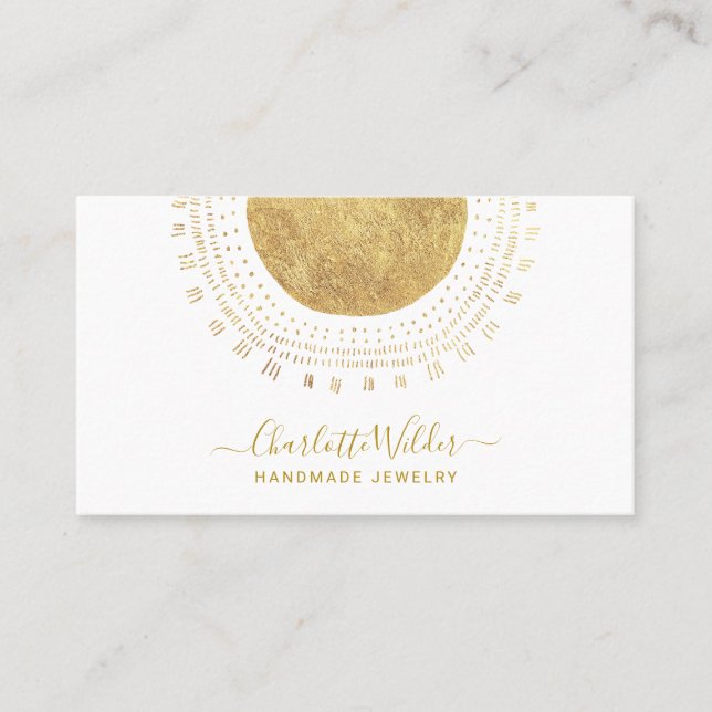 Carte De Visite Bijoux artisanale Abstrait Gold Circle (Devant)