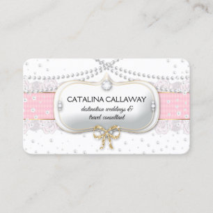 Carte De Visite Bijoux blancs de maquillage de dentelle de rose