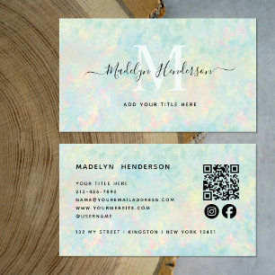 Carte De Visite Bijoux de luxe Opal QR Code Social Media Monogramm