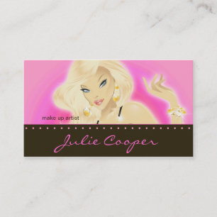 Carte De Visite Bijoux de maquillage Jolie Blonde Femme Hot rose