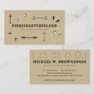 Carte De Visite Bijoux de studio de perçage minimal beige