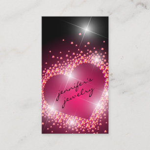 Carte De Visite Bijoux Diamants rose vif gemmes Cœur
