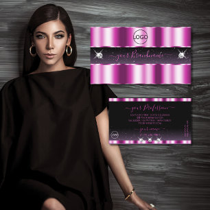 Carte De Visite Bijoux élégant rose violet noir étincelant avec lo