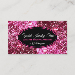 Carte De Visite Bijoux en glam rose étincelle