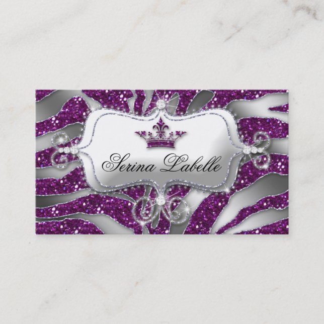Carte De Visite Bijoux étincelante Zebra Parties scintillant viole (Devant)