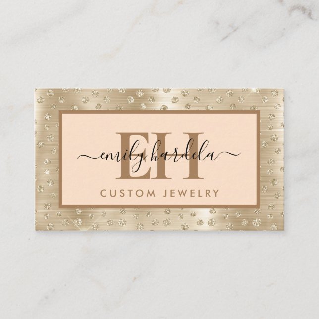 Carte De Visite Bijoux sur mesure Parties scintillant en or (Devant)