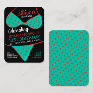 Carte De Visite Bikini Design, Pool Party Anniversaire Billets de 