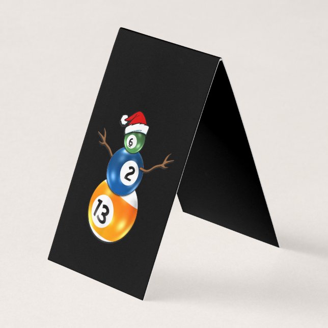 Carte De Visite Billard Snowman de Noël avec billard billard billa (Devant)
