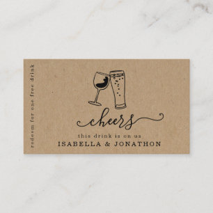 Carte De Visite Billet boisson, bon alcool gratuit