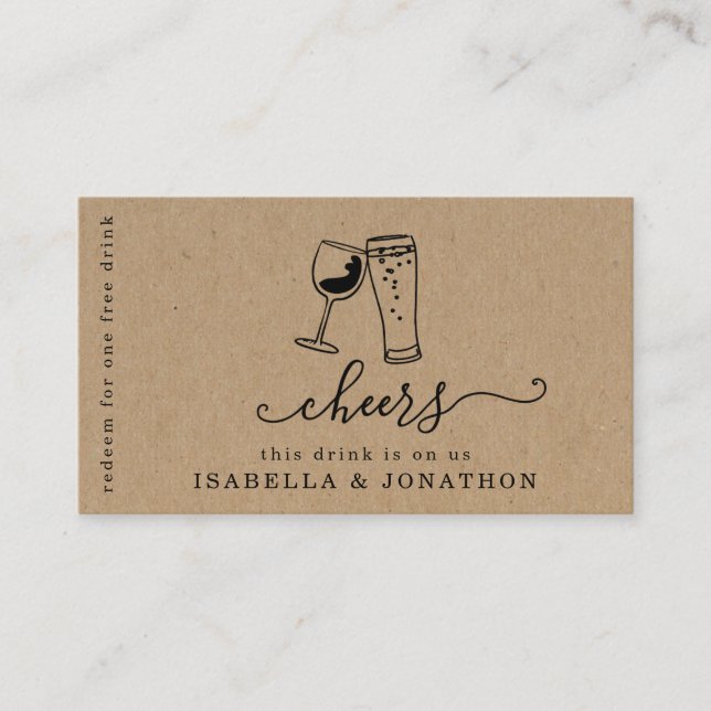 Carte De Visite Billet boisson, bon d'alcool gratuit (Devant)