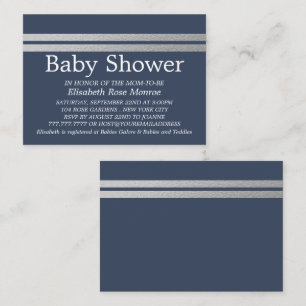 Carte De Visite Billet Chic Baby shower bleu, Bande d'huile d'arge