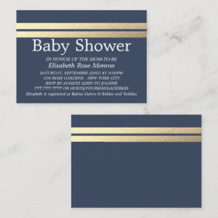 Carte De Visite Billet Chic Gold Foil, Billet Baby shower bleu