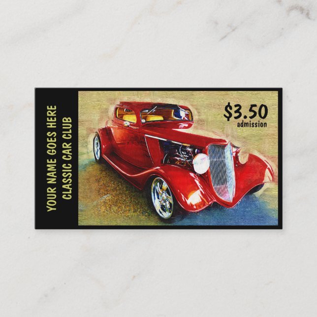 Carte De Visite Billet d'admission pour le salon de l'Auto ou le (Devant)