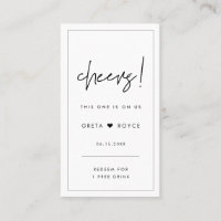 Billet de boisson minimaliste moderne pour mariage