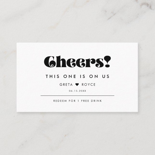 Carte De Visite Billet de boisson vintage Retro Script Mariage (Devant)