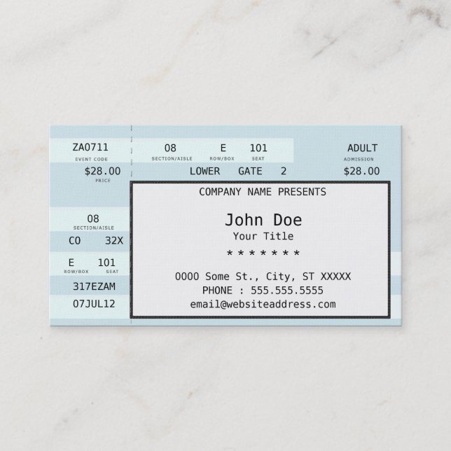 Carte De Visite billet de concert (Devant)