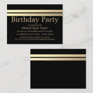 Carte De Visite Billet de fête d'anniversaire Chic Gold Foil