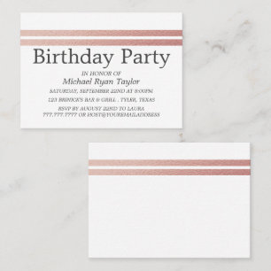 Carte De Visite Billet de fête d'anniversaire rose Gold Foil Strip