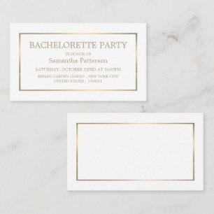 Carte De Visite Billet de la partie moderne de Bachelorette Blanc 