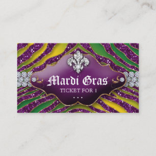 Carte De Visite Billet de partie de mardi gras de Fleur de lis de