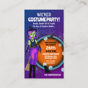 Carte De Visite Billet d'entrée Halloween Witch Cauldron