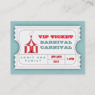 Carte De Visite Billet FAIT SUR COMMANDE d'admission de carnaval