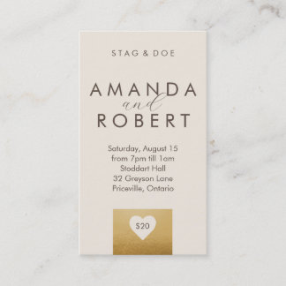 Carte De Visite Billet Gold Heart Stag & Doe