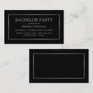 Carte De Visite Billet moderne & élégant, Bachelor Party noir/arge