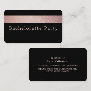 Carte De Visite Billet rose Gold Foil Stripe, Bachelorette Party