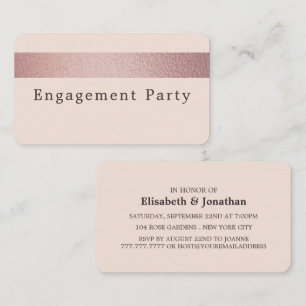 Carte De Visite Billet rose Gold Foil Stripe, Partie d'engagement