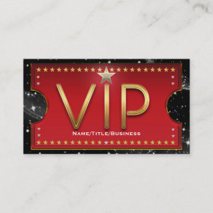 Carte De Visite Billet VIP personnalisé Black Red Gold & Silver Gl