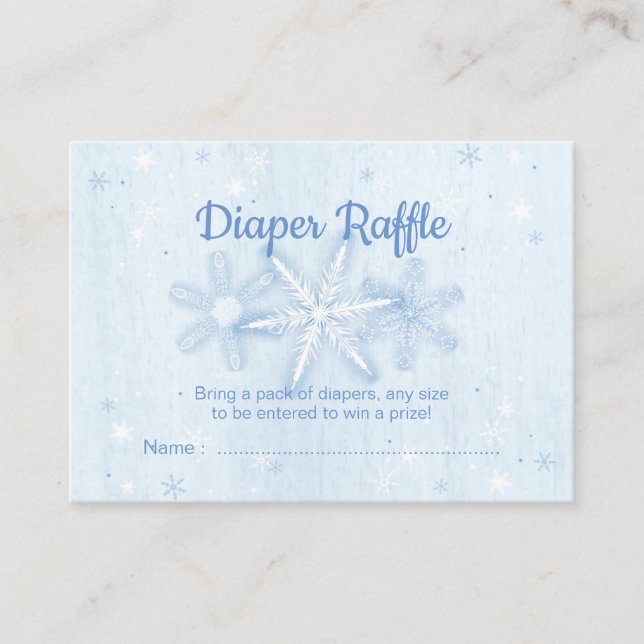 Carte De Visite Billets de rabat de couches Blue Snowflake (Devant)