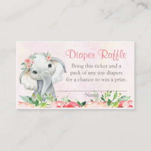 Carte De Visite Billets de tombola pour couche-culotte éléphant fl