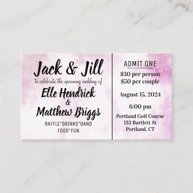 Carte De Visite Billets Jack et Jill (Devant)