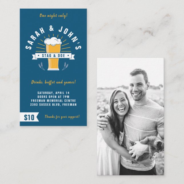 Carte De Visite Billets Stag and Doe - Beer Stein (Devant / Derrière)