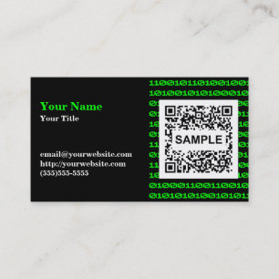 Carte de visite binaire de code de QR - vert