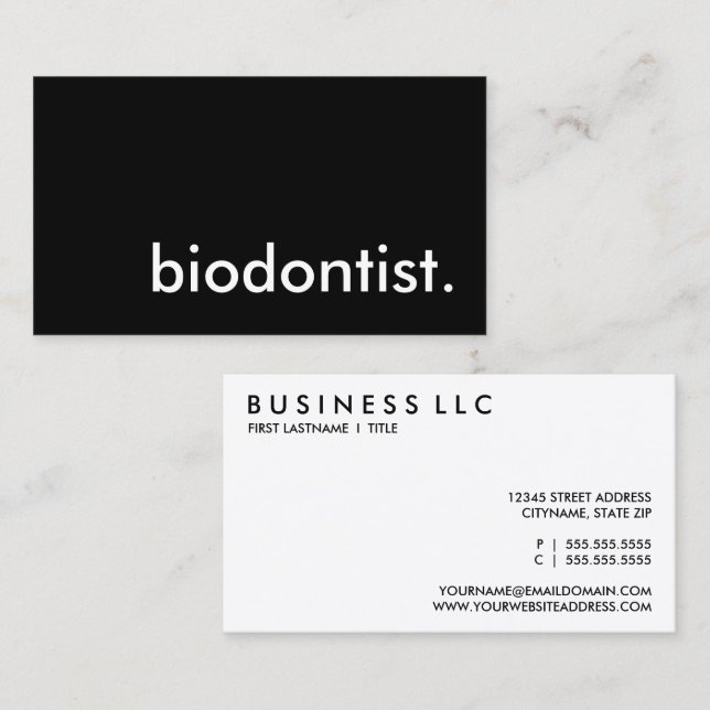 Carte De Visite biodontiste. (Devant / Derrière)