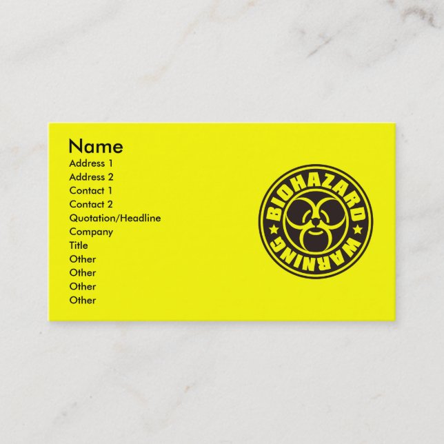 CARTE DE VISITE BIOHAZARD (Devant)