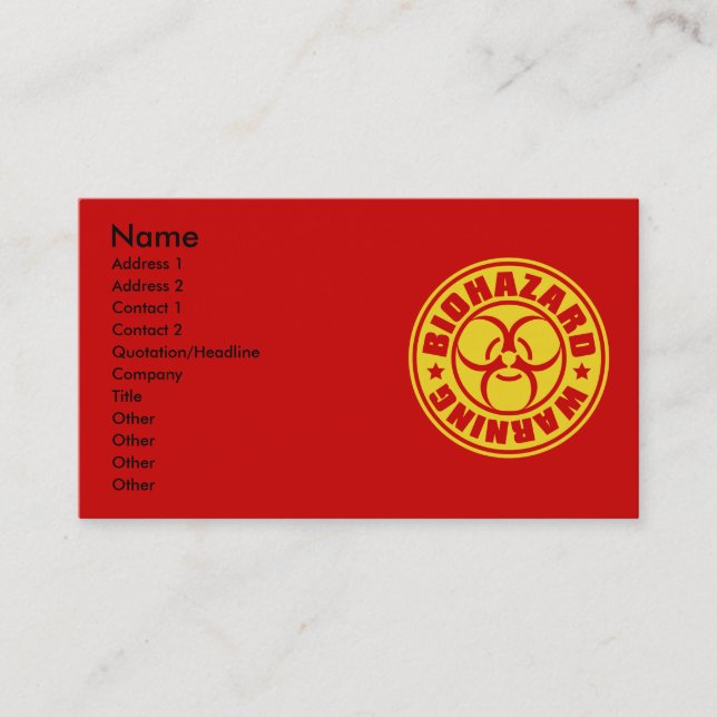 CARTE DE VISITE BIOHAZARD (Devant)