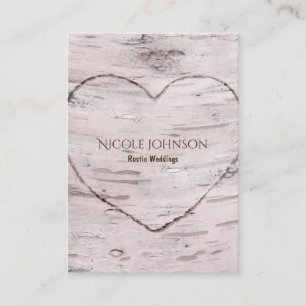 Carte De Visite Birch Tree & Heart Rustic Natural Bridal Mariage