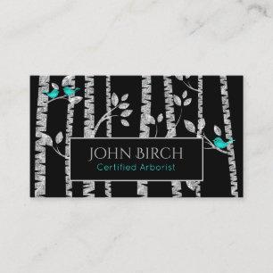 Carte De Visite ** Birch Trees Blue Birds Arborist Arbre Docteur