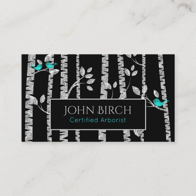Carte De Visite ** Birch Trees Blue Birds Arborist Arbre Docteur (Devant)