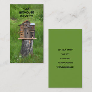 Carte De Visite Birdhouse Aquarelle Vert Russe Art Pays