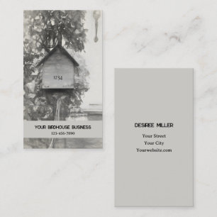 Carte De Visite Birdhouse Vintage Noir Et Blanc Rustique