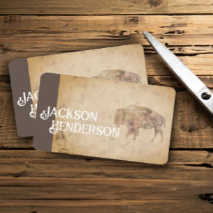Carte De Visite Bison de style vintage art brun rustique