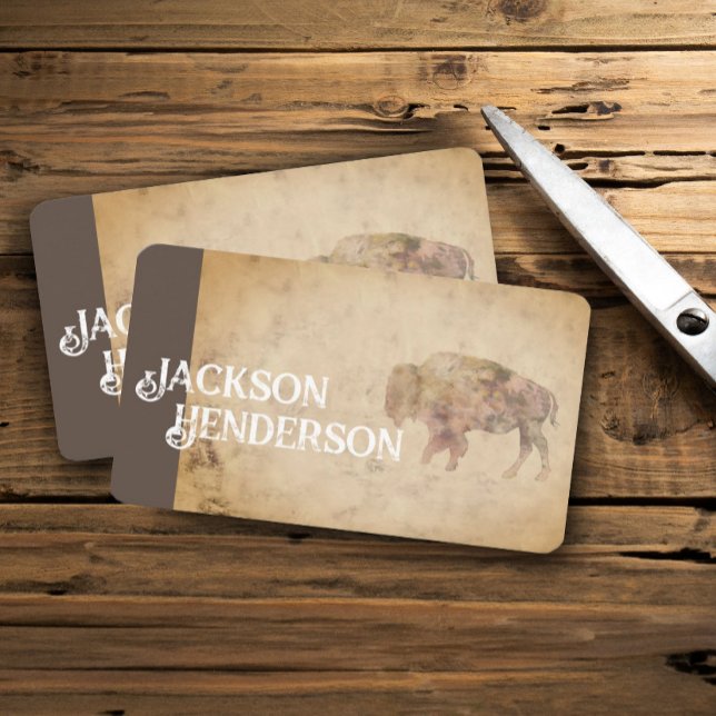 Carte De Visite Bison de style vintage art brun rustique (Créateur téléchargé)