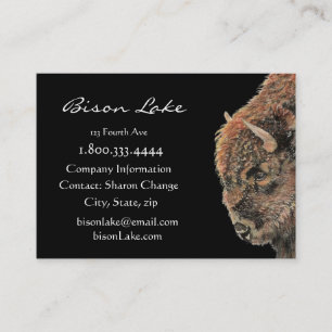 Carte De Visite Bison Noir Classique, Animal Buffalo Custom Busine