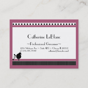 Carte De Visite Bistro Poodle en noir blanc et rose